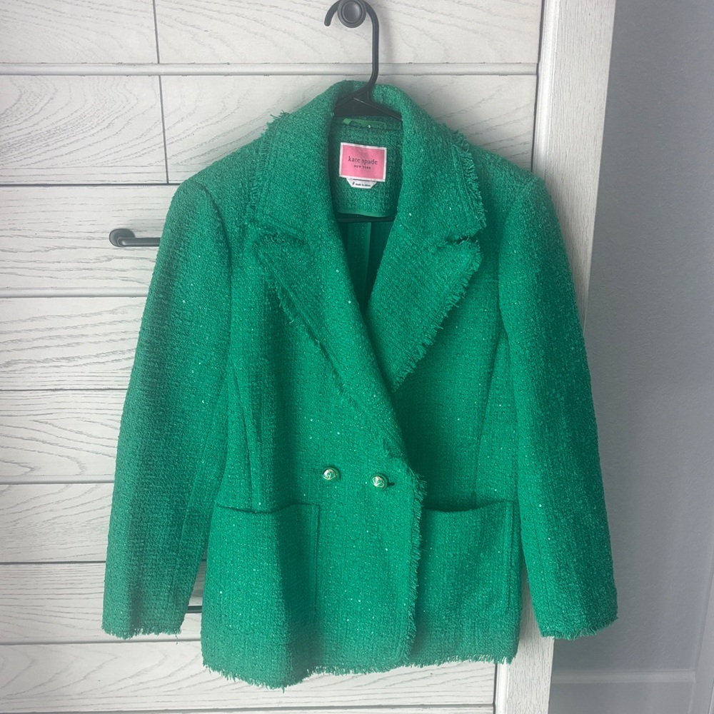 Kate Spade Vibrant Green Tweed Blazer. Perfect for St Patrick’s Party! - Picture 1 of 9